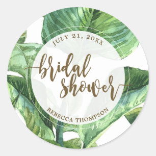 bridal shower sticker palm leaves tropical