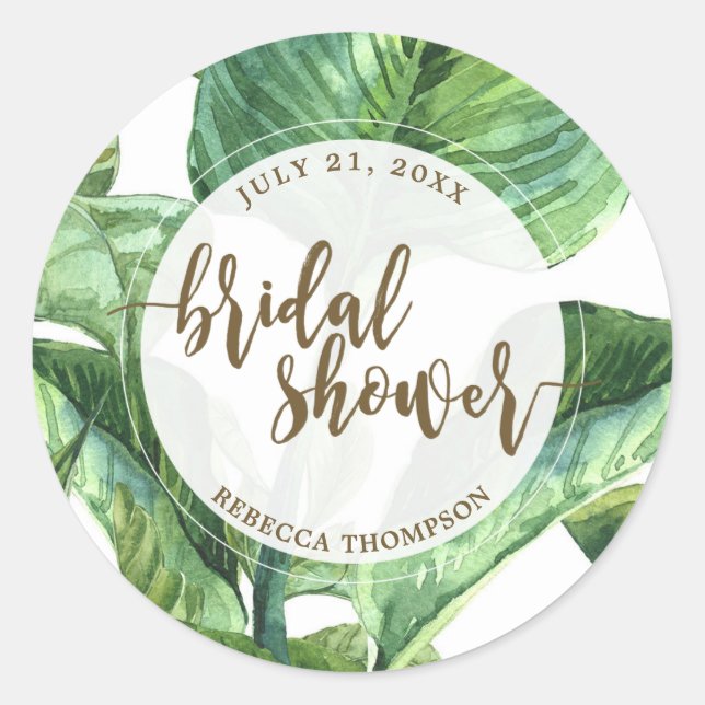 bridal shower sticker palm leaves tropical (Front)