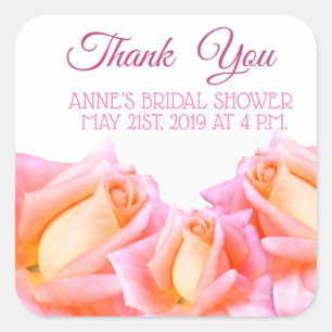 Bridal Shower Sticker Pink Roses