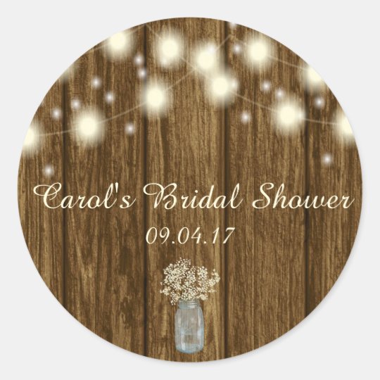 Bridal Shower Sticker, Rustic Sticker, Rustic Classic Round Sticker
