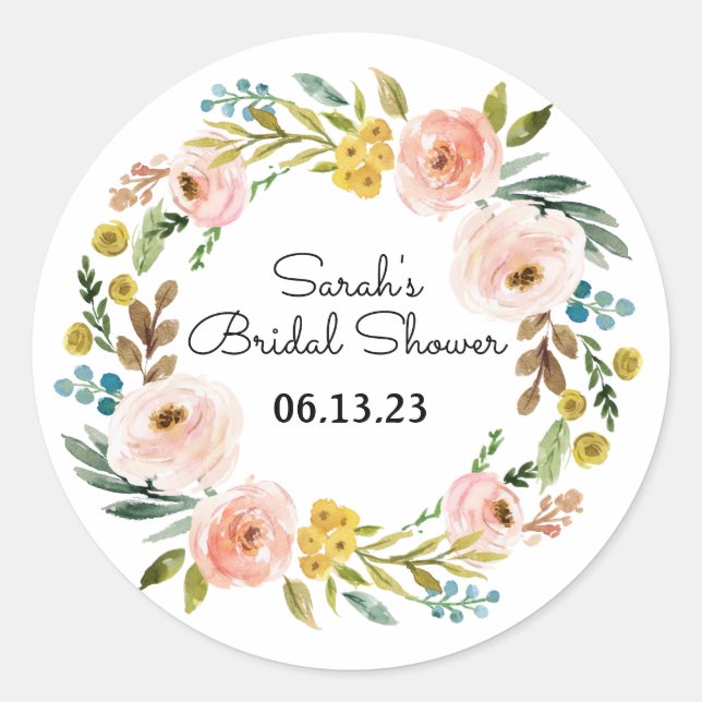 Bridal Shower Stickers Favours Floral Autumn (Front)