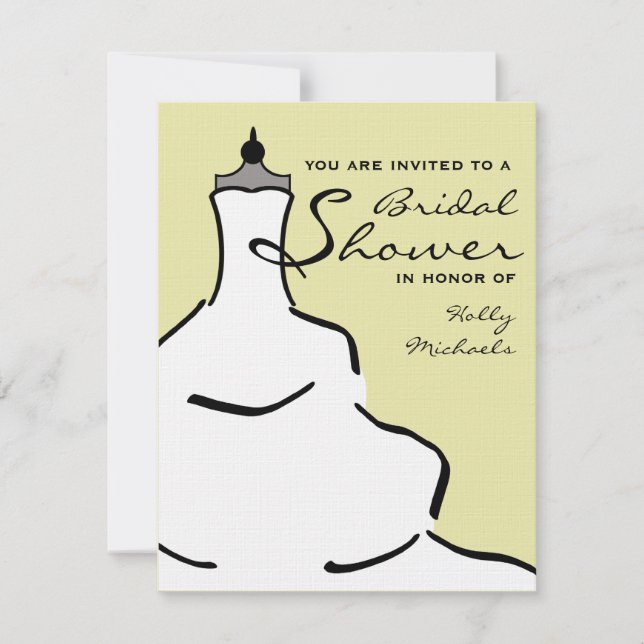 Bridal Shower - Stylish Wedding Dress Custom Colou Invitation (Front)