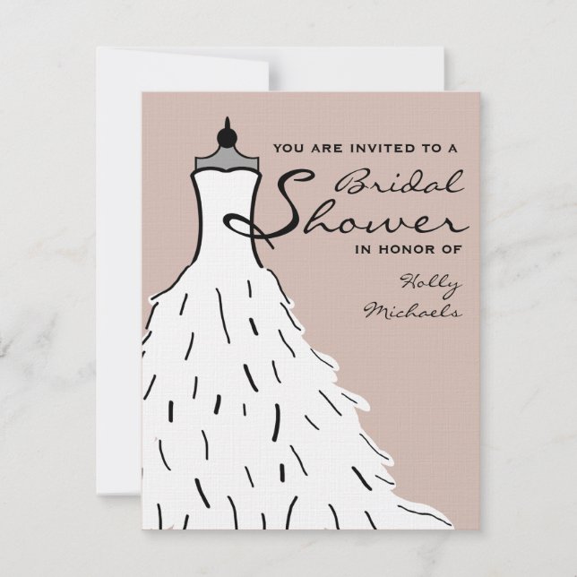 Bridal Shower - Stylish Wedding Dress Custom Colou Invitation (Front)