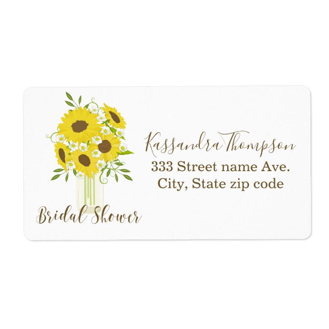 Bridal Shower Sunflower Address Label (Front)