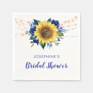 Bridal Shower Sunflower Blue Roses Napkin