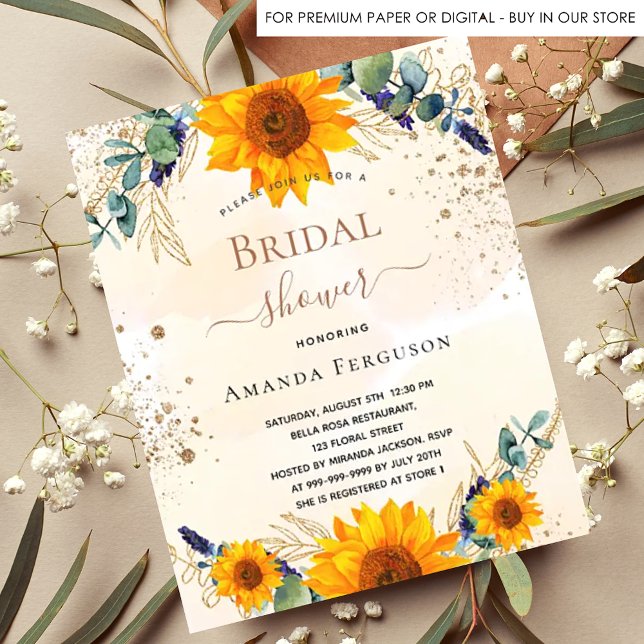 Bridal Shower sunflower eucalyptus invitation (Creator Uploaded)