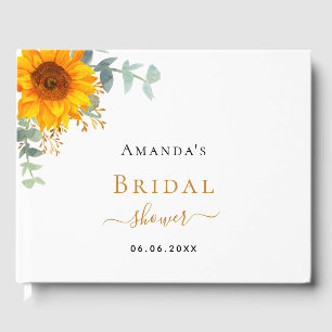 Bridal Shower sunflower eucalyptus rustic name Guest Book