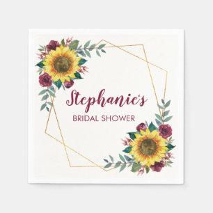 Bridal Shower Sunflower Modern Floral Napkin