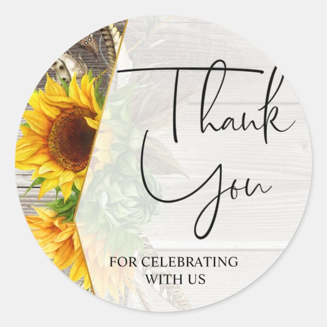 Bridal shower, Sunflower, PARTY FAVOR Classic Round Sticker (Front)