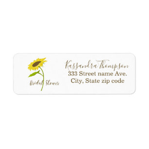 Bridal Shower Sunflower Return Address Label