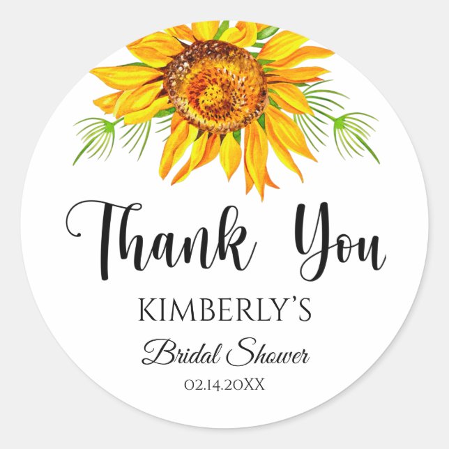 Bridal Shower Sunflower Sticker (Front)