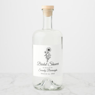 Bridal Shower Sunflower Wedding Rustic Wildflowers Liquor Bottle Label