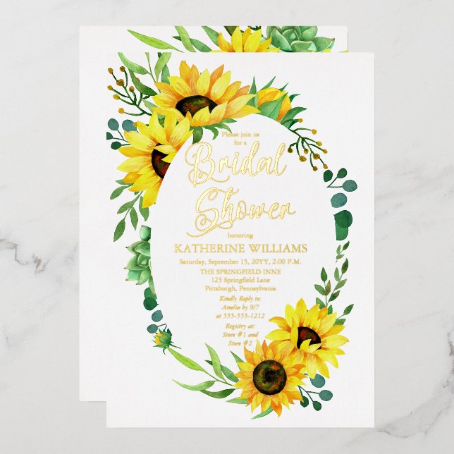 Bridal Shower Sunflowers | Eucalyptus Floral Frame (Front/Back)