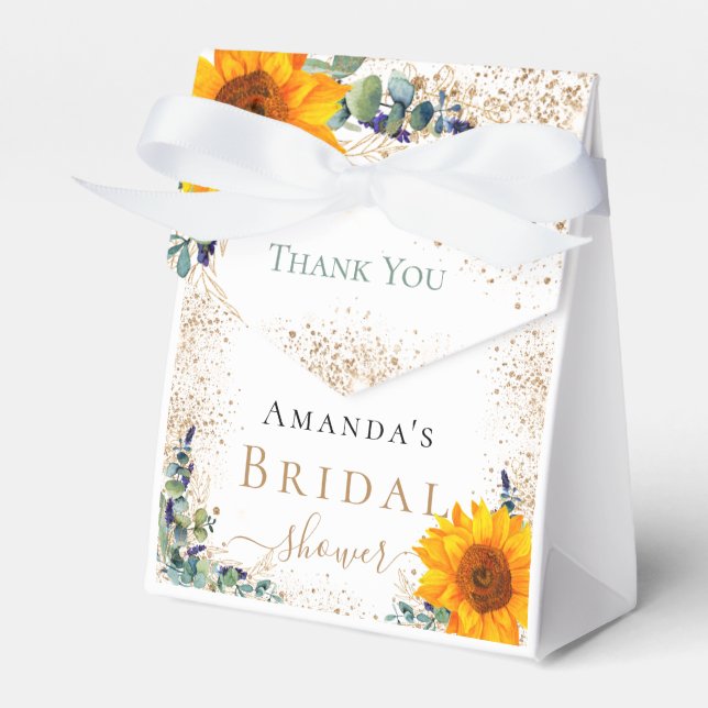 Bridal shower sunflowers eucalyptus thank you favour box (Front Side)