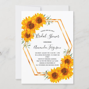 Bridal Shower sunflowers gold geometrical elegant Invitation