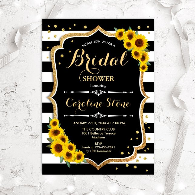 Bridal Shower - Sunflowers Stripes Invitation (Creator Uploaded)