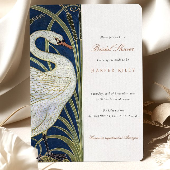 Bridal Shower Swan Walter Crane Invitation (Creator Uploaded)