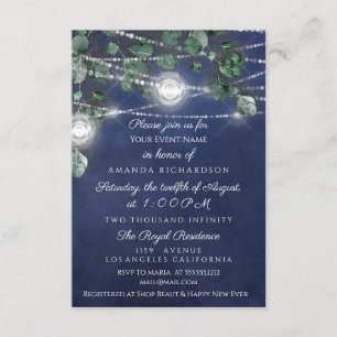 Bridal Shower Sweet 16 Blue Navy Jars Light Grey Invitation