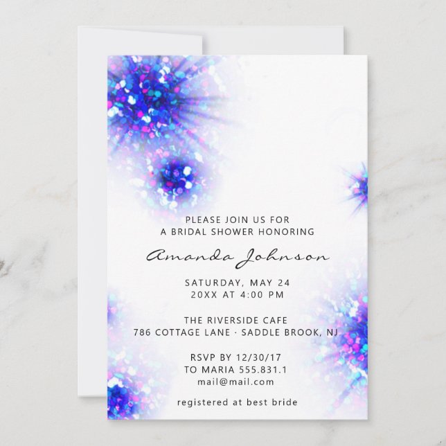 Bridal Shower Sweet 16th Abstract Pink Blue Invitation (Front)
