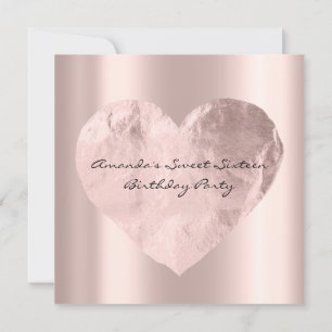 Bridal Shower Sweet 16th Birthday Rose Heart Invitation