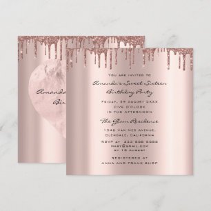 Bridal Shower Sweet 16th Drips Rose Heart Invitation