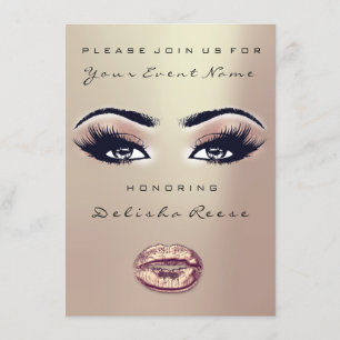 Bridal Shower Sweet 16th Kiss Lip Makeup Rose Gold Invitation