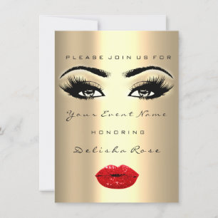 Bridal Shower Sweet 16th Kiss LIPS MAKE-UP RED Invitation