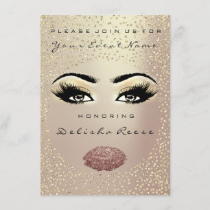 Bridal Shower Sweet 16th Kiss Makeup Rose Gold Invitation