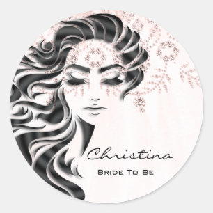 Bridal Shower Sweet 16th Lash Makeup Princess Pink Classic Round Sticker