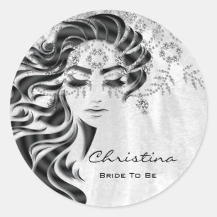 Bridal Shower Sweet 16th Lashes Makeup Princess Classic Round Sticker