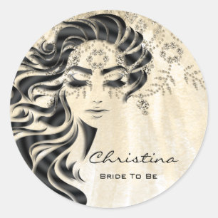 Bridal Shower Sweet 16th Lashes Makeup Princess Classic Round Sticker
