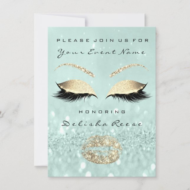 Bridal Shower Sweet 16th Mint Green Glitter Invitation (Front)