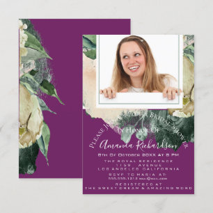 Bridal Shower Sweet 16th Photo Marsala Mint Floral Invitation