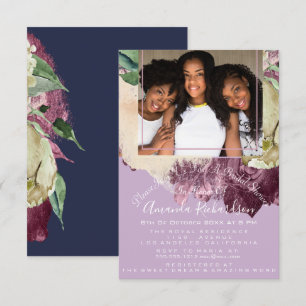 Bridal Shower Sweet 16th Photo Purple Roses Floral Invitation