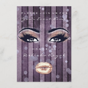 Bridal Shower Sweet 16th Rose Eyes Glitter Purple Invitation