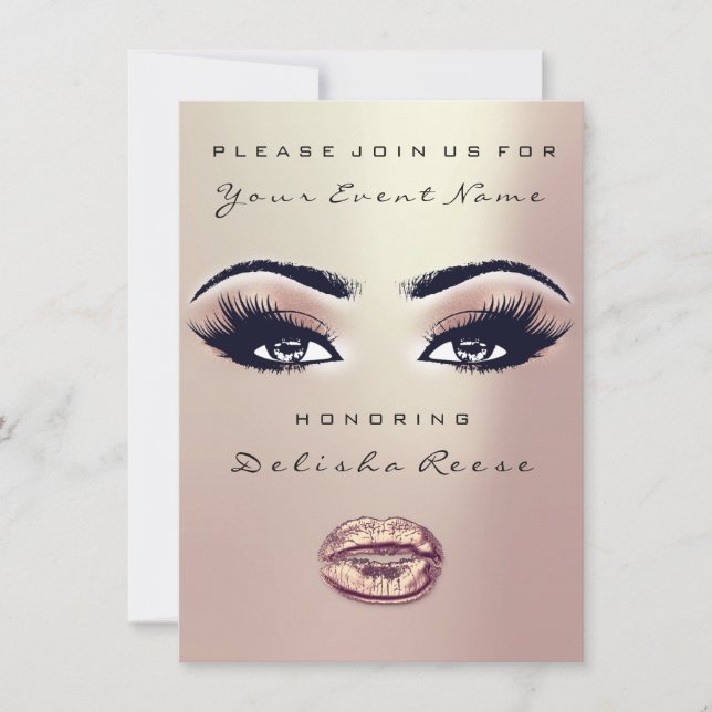Bridal Shower Sweet 16th Rose Eyes Glitter Skinny Invitation (Front)