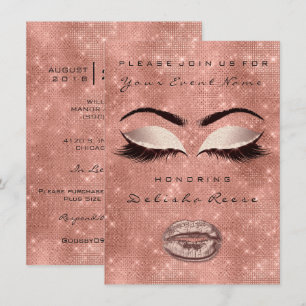 Bridal Shower Sweet 16th Rose Gold Glitter Blush Invitation