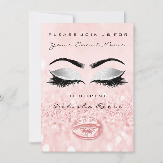 Bridal Shower Sweet 16th Rose Kiss Glitter Blush Invitation (Front)