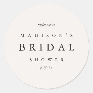 Bridal Shower Taupe and Black Typography Welcome Classic Round Sticker