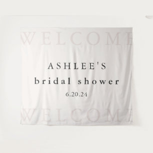 Bridal Shower Taupe and Black Typography Welcome Tapestry