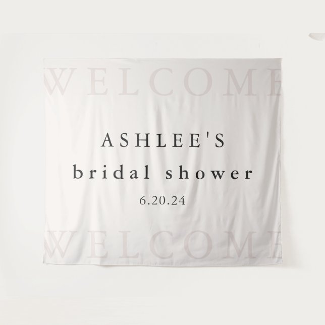 Bridal Shower Taupe and Black Typography Welcome  Tapestry (Front (Horizontal))