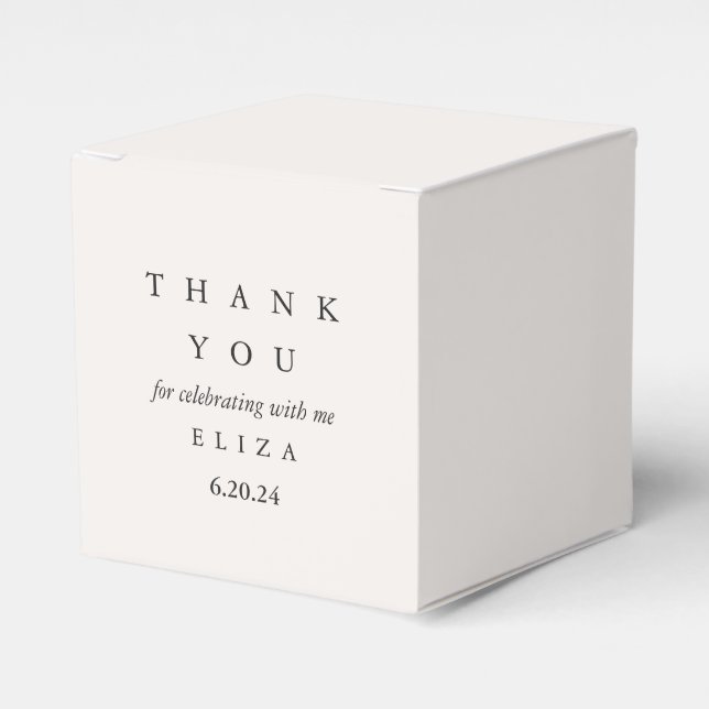 Bridal Shower Taupe Personalised Thank You Favour Box (Front Side)