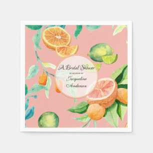 Bridal Shower Tea Citrus Coral Orange Lemon Garden Napkin
