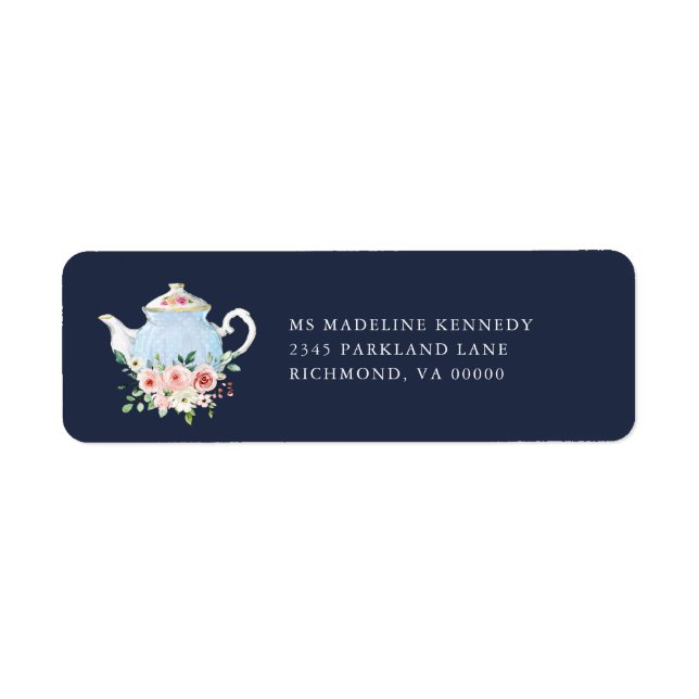 Bridal Shower Tea Elegant Blush Floral Gold Return (Front)