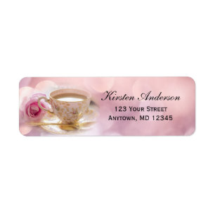 Bridal Shower Tea on Pink   Return Address Label