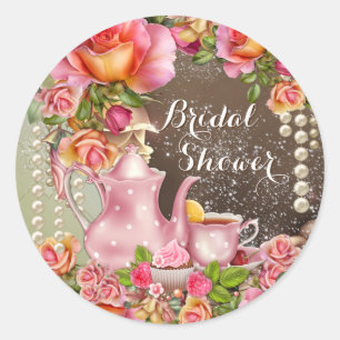 Bridal Shower Tea Party Bridal Shower Classic Round Sticker