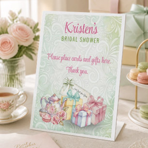 Bridal Shower Tea Party Cards & Gifts Pedestal Sign