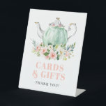 Bridal Shower Tea Party Cards & Gifts Sign<br><div class="desc">Add matching bridal shower tea party signs throughout your event. Place this pedestal cards and gifts sign to your bridal shower gift table.</div>