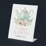 Bridal Shower Tea Party Cards & Gifts Sign<br><div class="desc">Add matching bridal shower tea party signs throughout your event. Place this pedestal cards and gifts sign to your bridal shower gift table.</div>