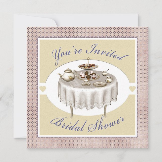 Bridal Shower Tea Party Desserts Square Invitation (Front)
